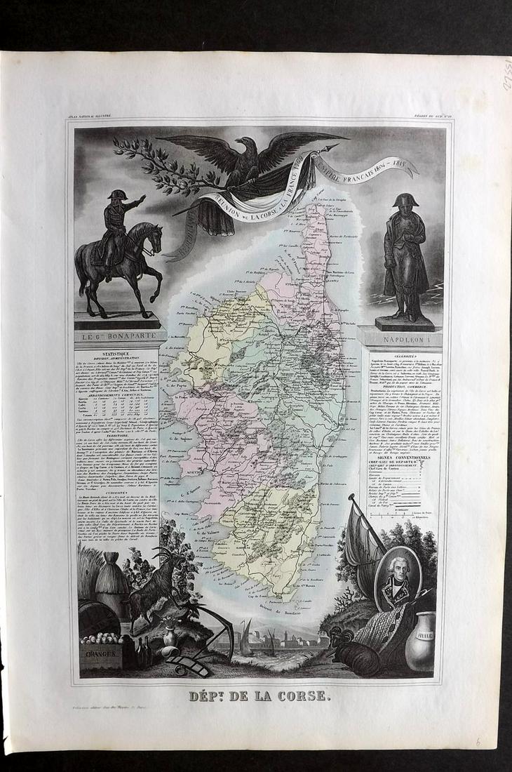 Levasseur, Victor 1869 HCol Map of Corsica. Napoleon (1 of 2)