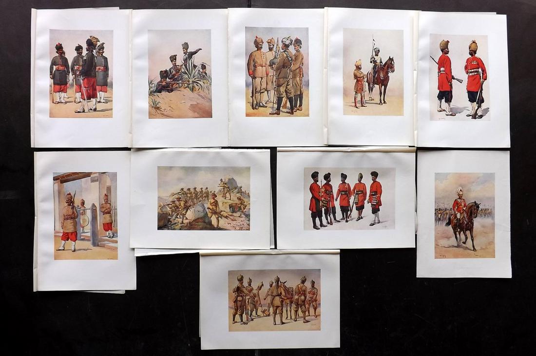 India 1911 Lot of 10 Military Prints by Lovett (1 of 2)