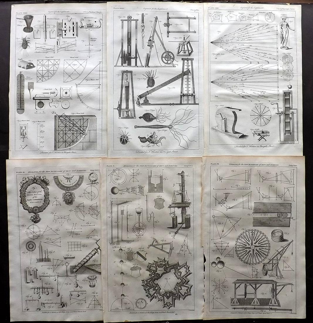 Hinton (Pub) 1756 Lot of 6 Folio Science/Tech Prints (1 of 2)