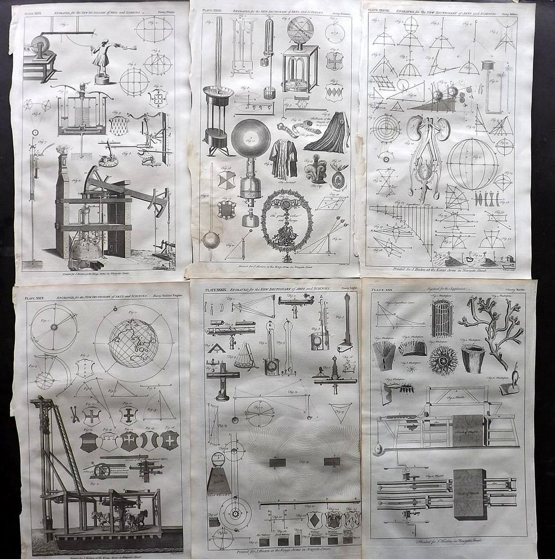 Hinton (Pub) 1756 Lot of 6 Folio Science/Tech Prints (1 of 2)
