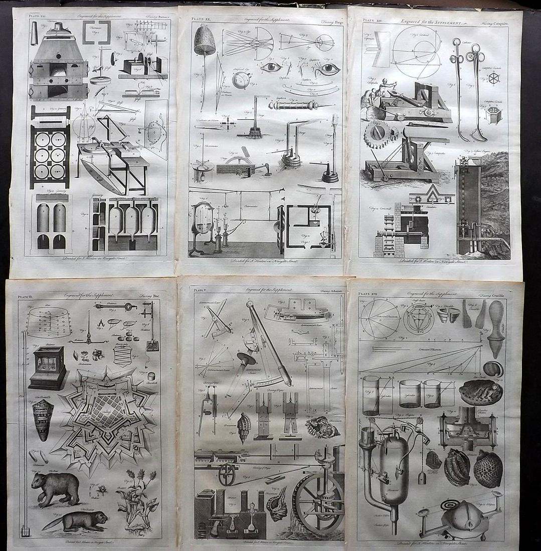 Hinton (Pub) 1756 Lot of 6 Folio Science/Tech Prints (1 of 2)