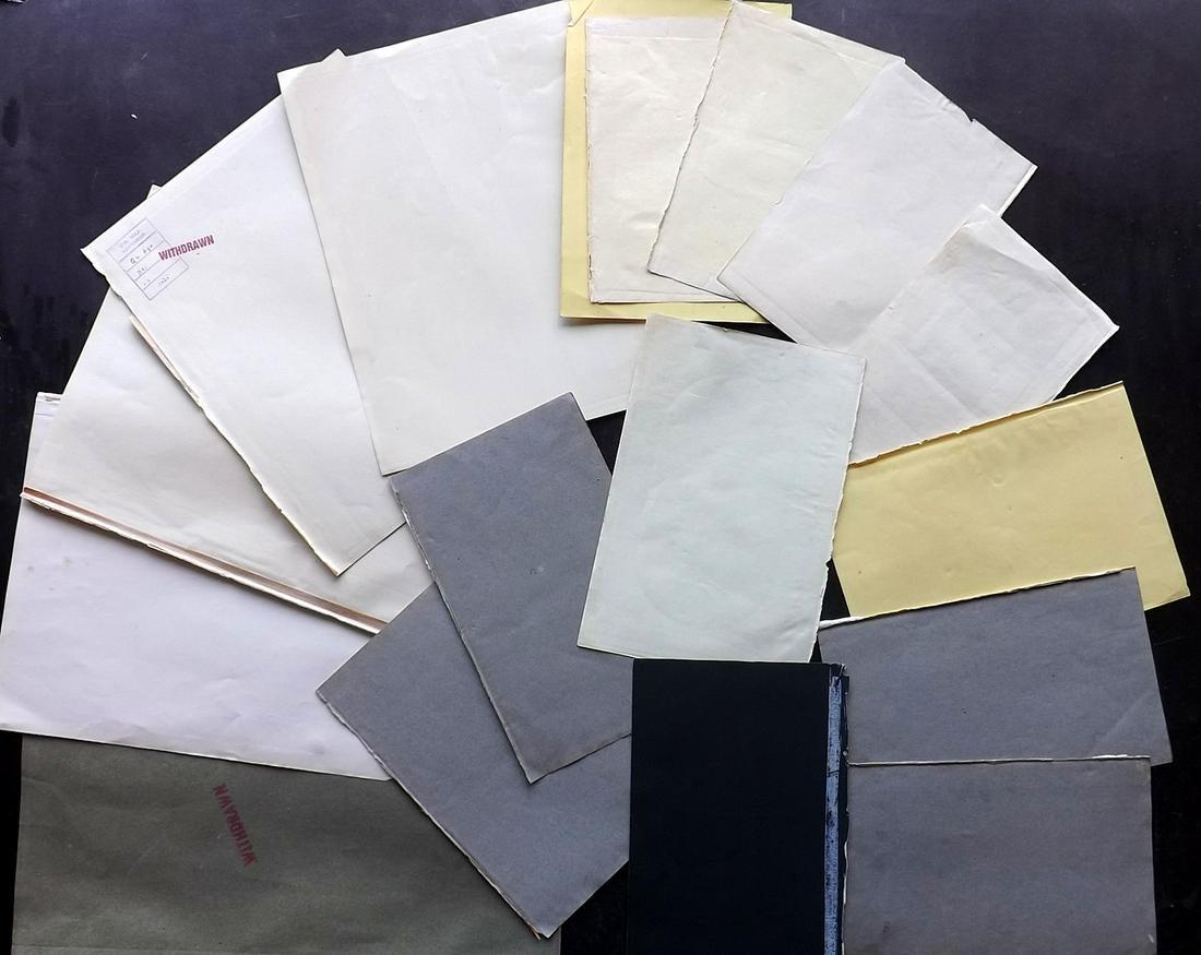 Old Paper, Bookbinding 19th Cent Lot of 17 Color Sheets (1 of 2)