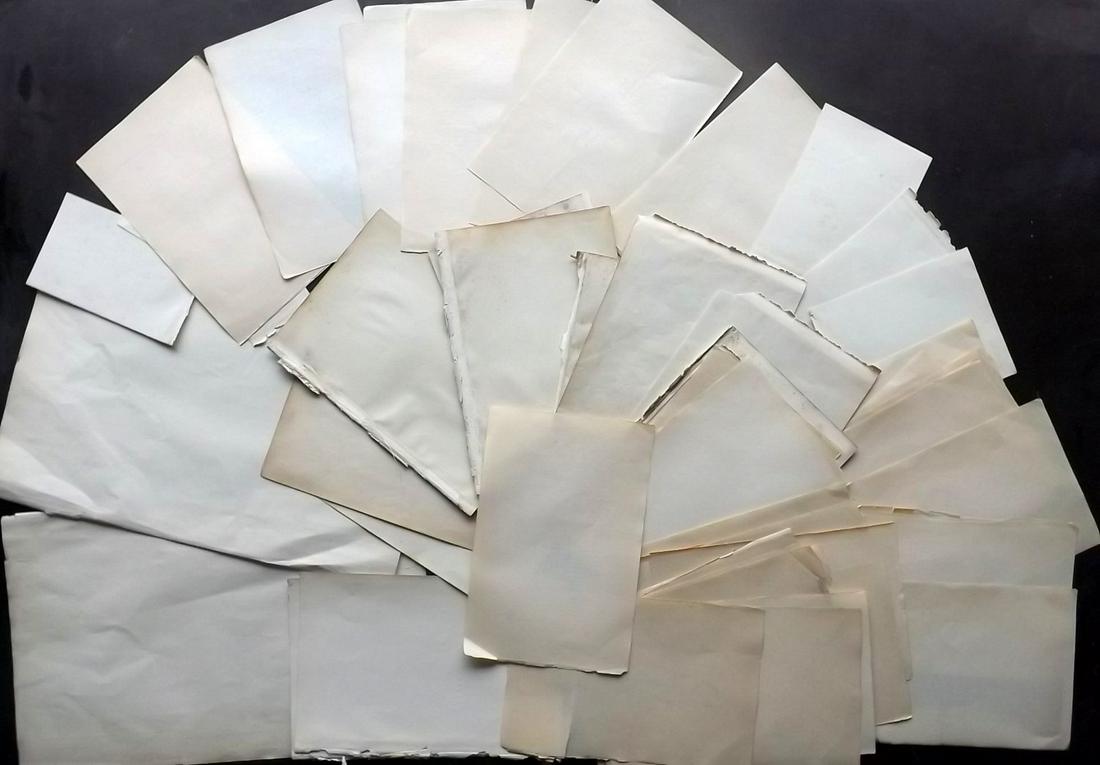Old Paper, Bookbinding 19th Cent Lot of 60 Sheets (1 of 2)