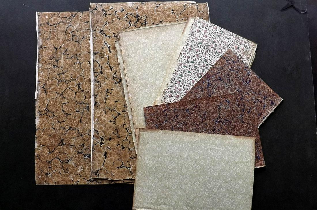 Marble End Papers, Bookbinding 19th Cent Lot of 15 (1 of 2)