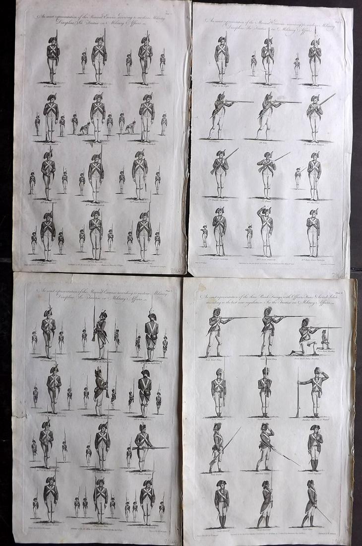 Hall, William 1791 Lot of 4 Military Prints. Musketeers (1 of 2)