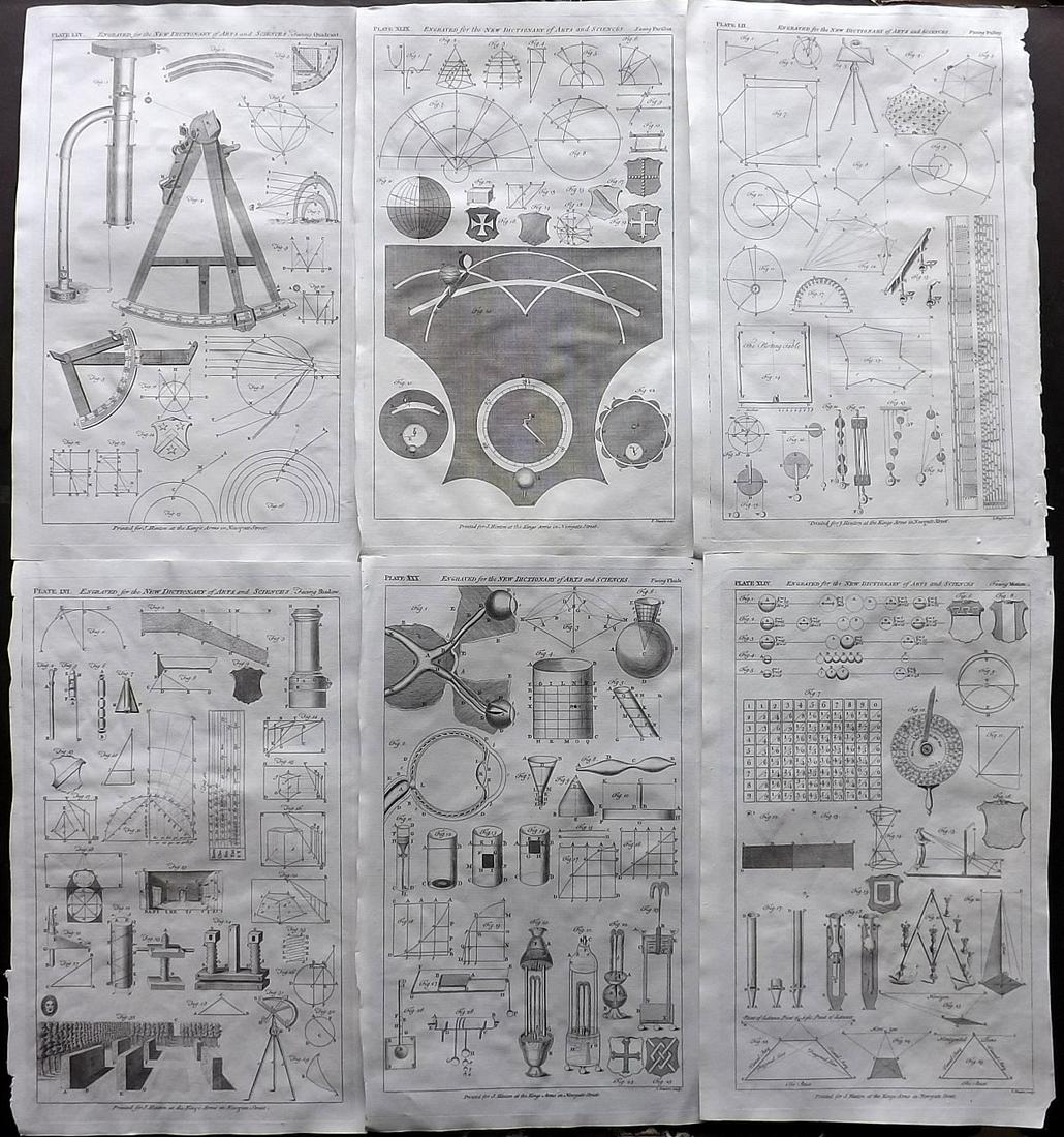 Hinton (Pub) 1756 Lot of 6 Folio Science/Tech Prints (1 of 2)