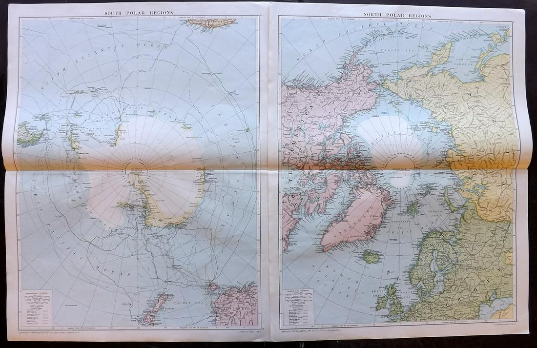 Gross, Alexander 1920 Large Maps. North & South Pole (1 of 2)