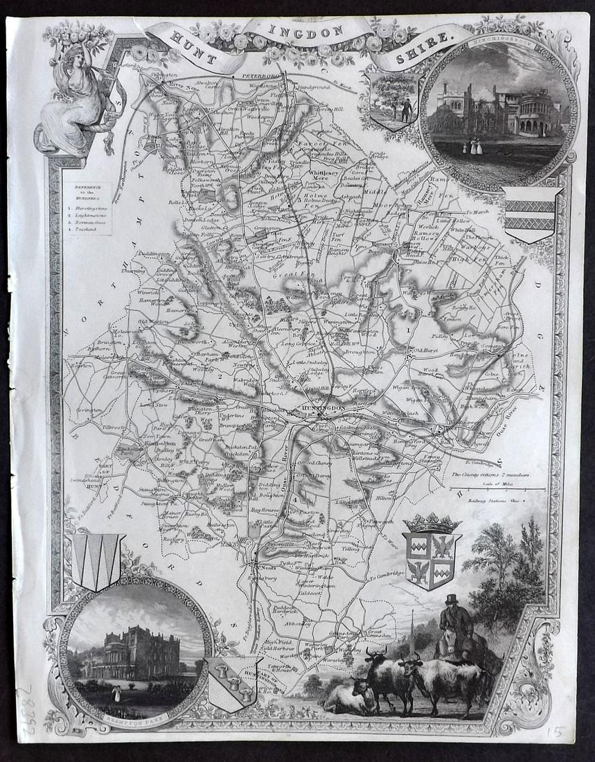 Moule, Thomas C1850 British Map. Huntingdonshire (1 of 2)