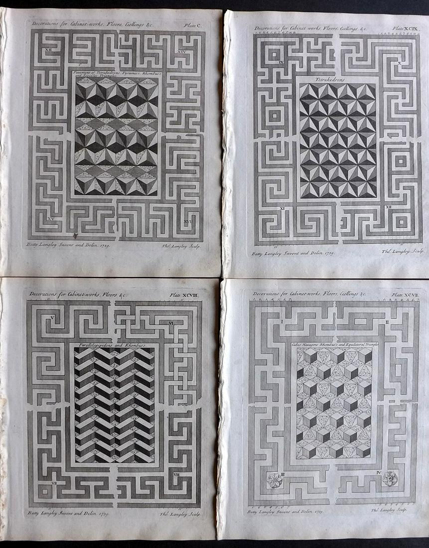 Langley, Batty 1750 Lot of 4 Architectural Prints (1 of 2)