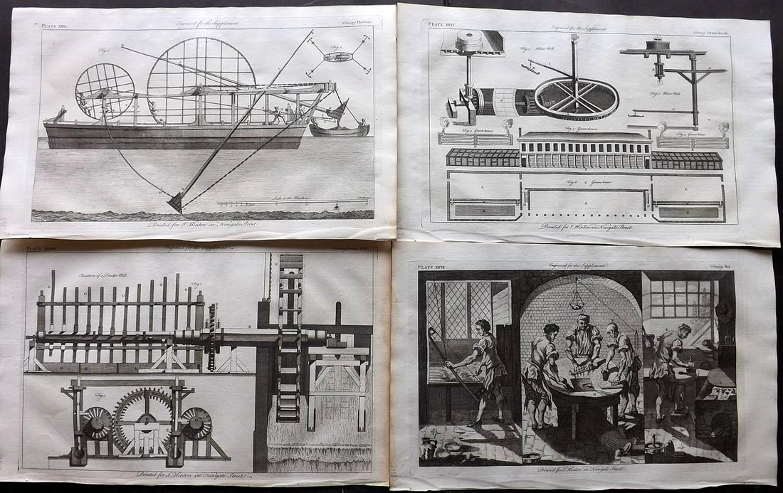 Hinton (Pub) 1756 Lot of 4 Folio Science/Tech Prints (1 of 2)