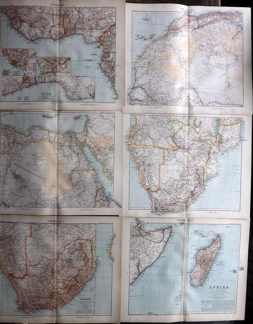 Stieler, Adolph 1905 Lot of 6 Maps of Africa (1 of 2)