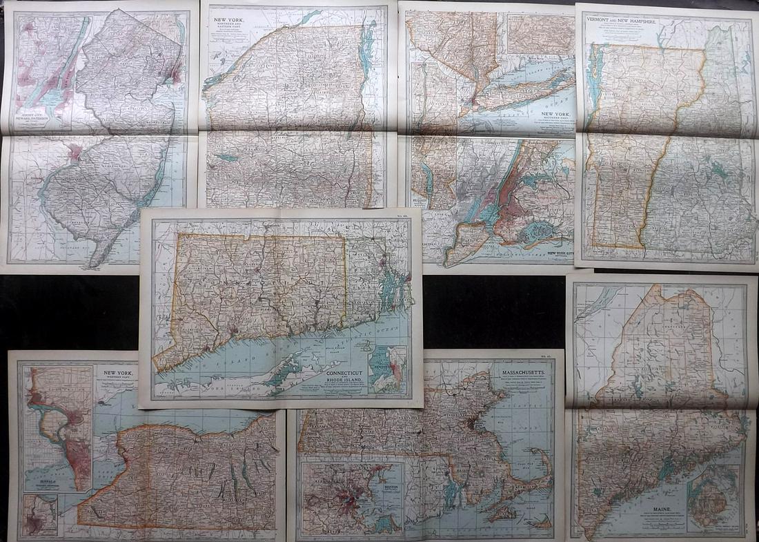 USA 1903 Lot of 8 State Maps of New York & East Coast (1 of 2)