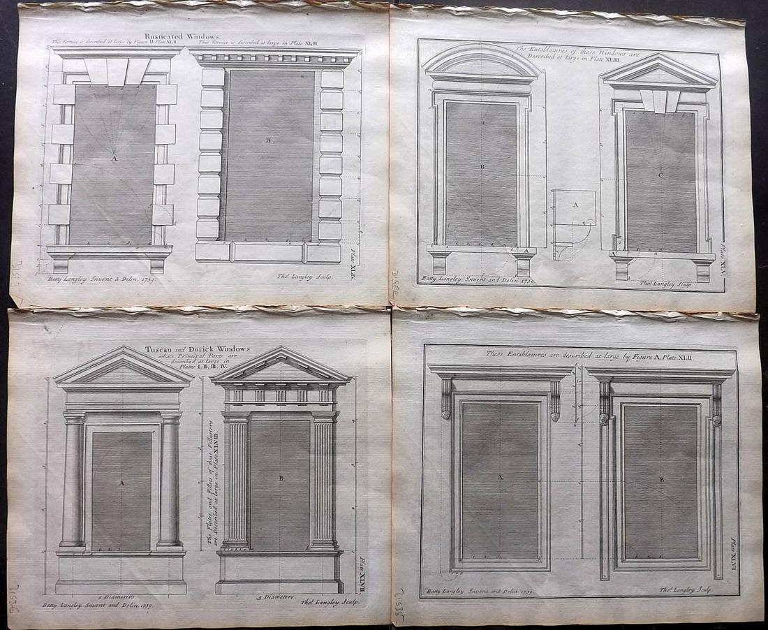 Langley, Batty 1750 Lot of 4 Architectural Prints (1 of 2)