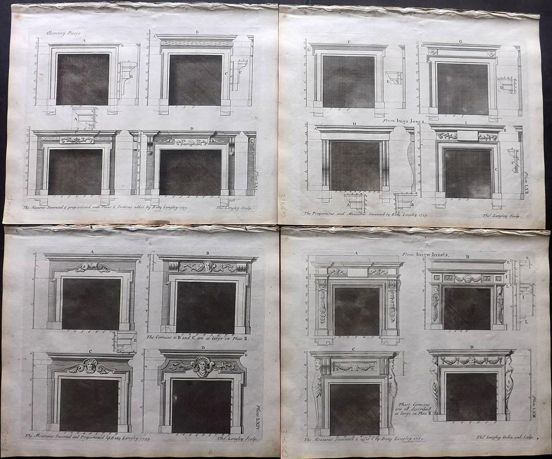 Langley, Batty 1750 Lot of 4 Architectural Prints (1 of 2)