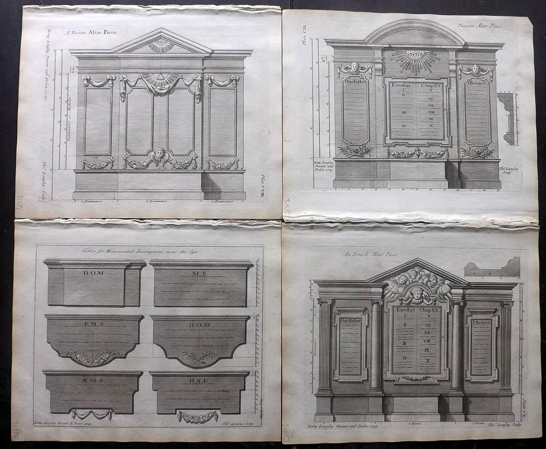 Langley, Batty 1750 Lot of 4 Architectural Prints (1 of 2)