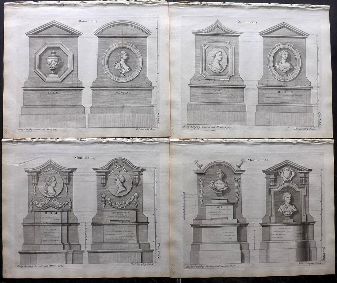 Langley, Batty 1750 Lot of 4 Architectural Prints (1 of 2)