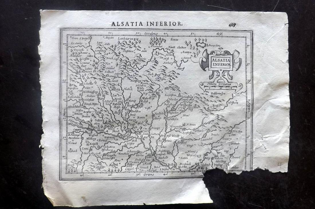 Mercator & Hondius C1610 Map of Alsace, France (Fault) (1 of 2)