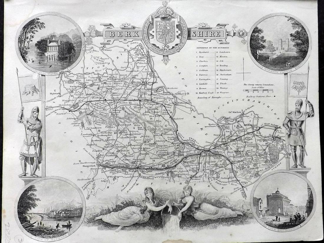 Moule, Thomas C1838 British Map. Berkshire (1 of 2)