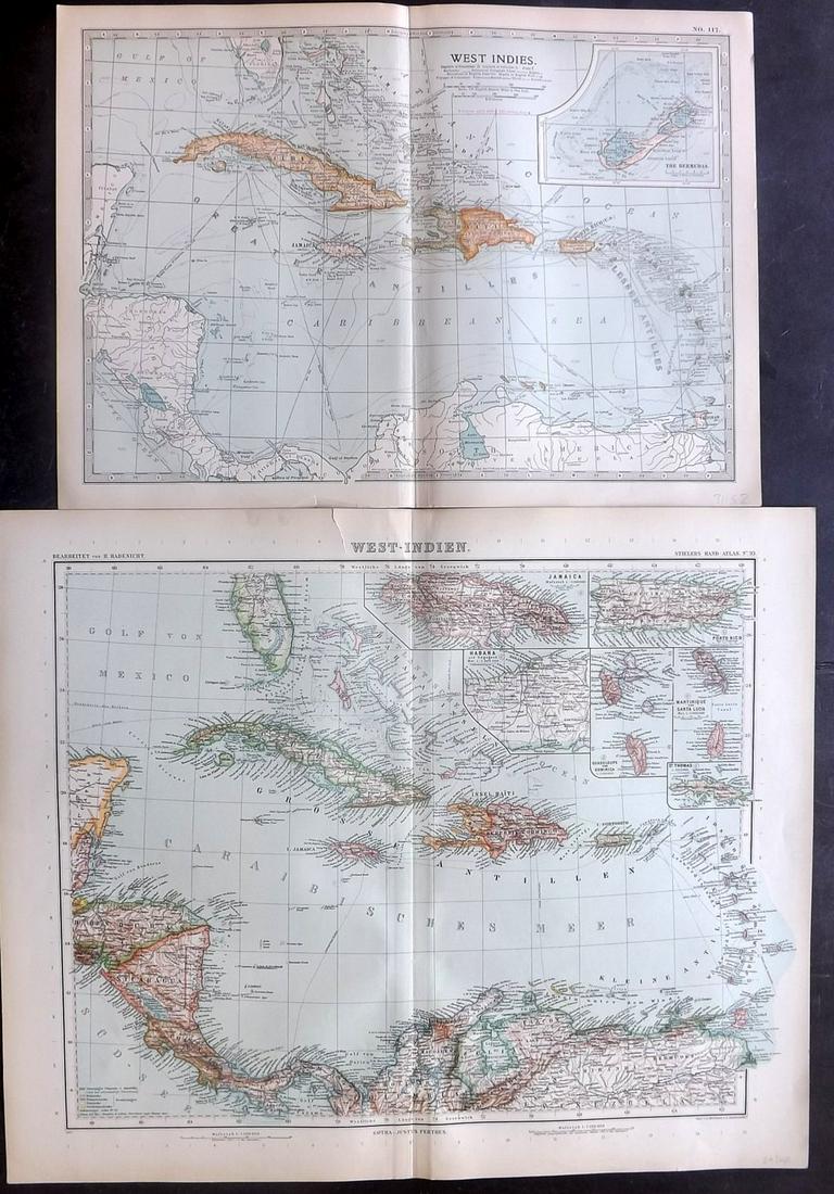 West Indies Caribbean 1903-05 Pair of Maps (1 of 2)