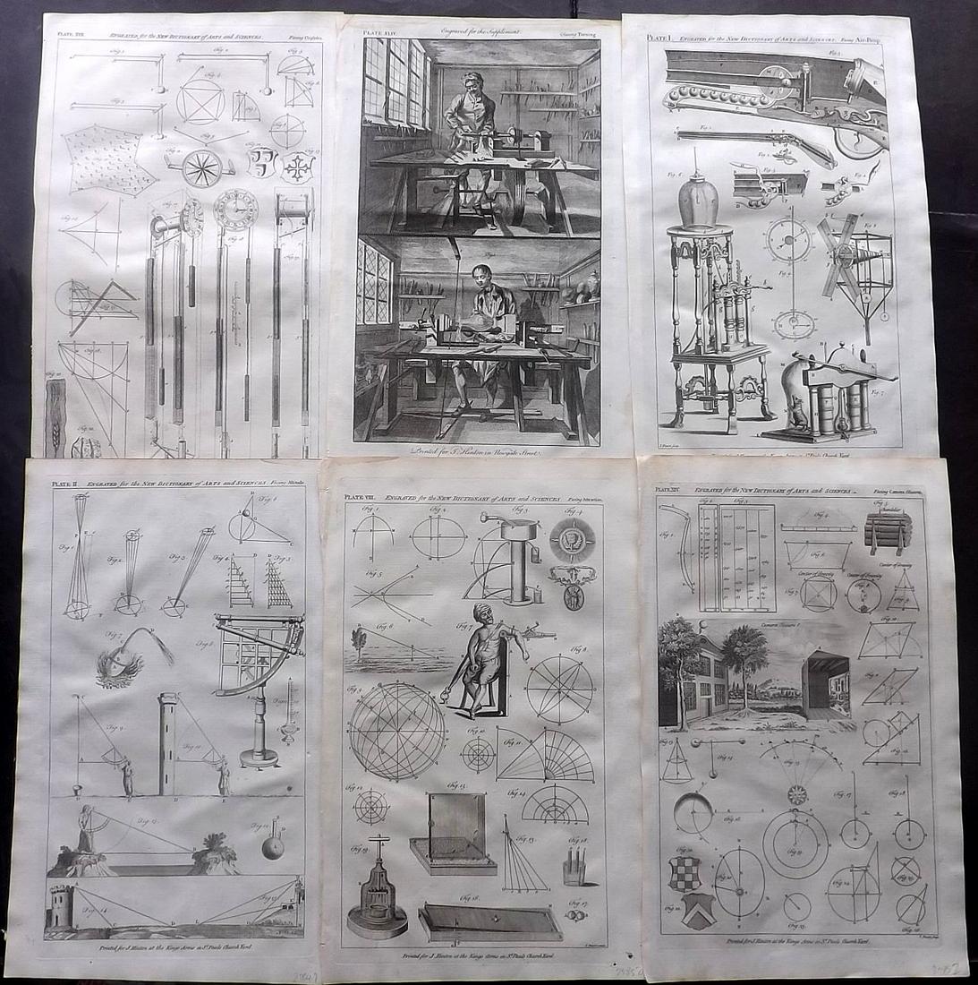 Hinton (Pub) 1756 Lot of 6 Folio Science/Tech Prints (1 of 2)
