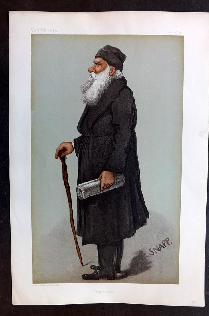 Vanity Fair Print 1901 Leo Tolstoy, Literary: Chromolithograph Published 1869-1914, London for "Vanity Fair" Paper Size: 15 x 11 inch (38 x 28cm) Good Condition