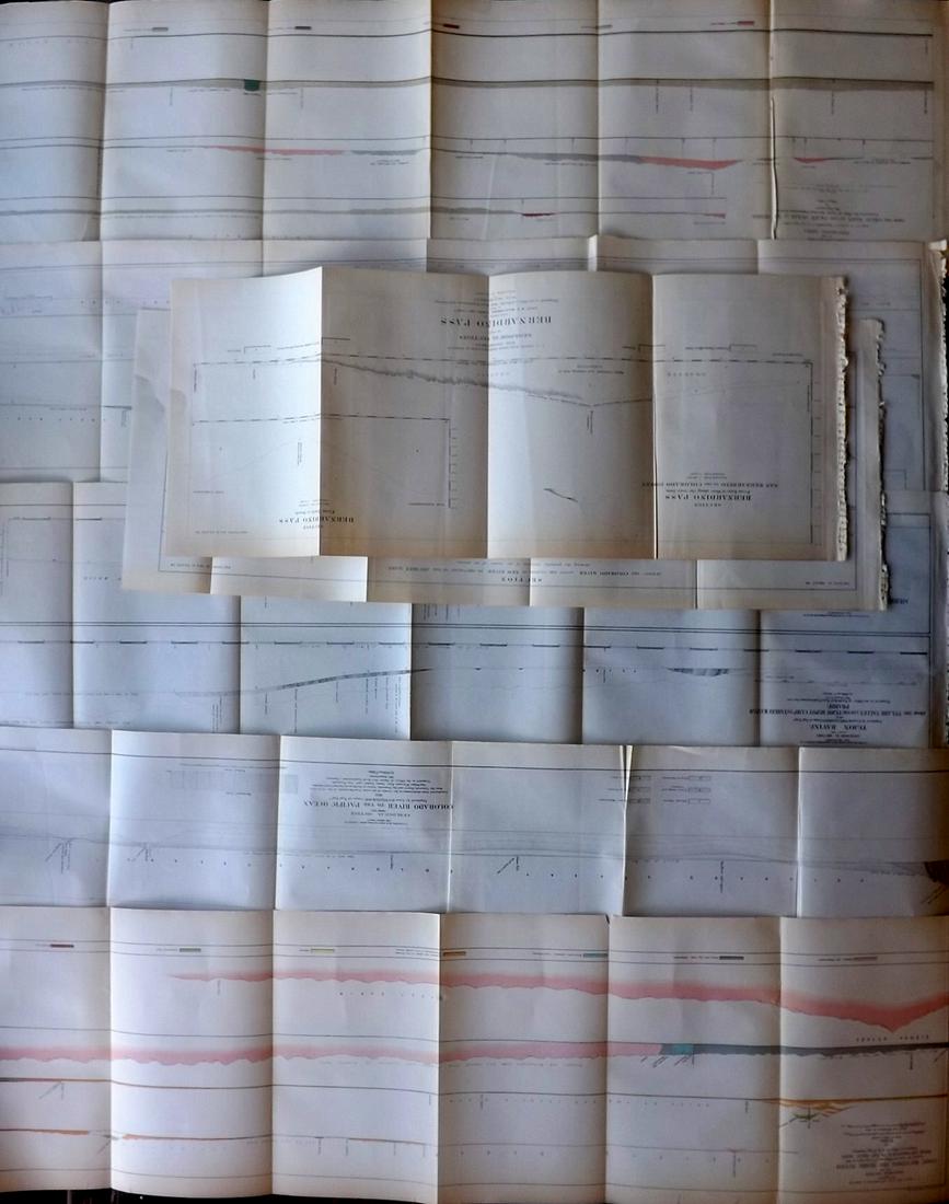 California 1856 Lot of 7 Large Railroad Survey Charts (1 of 4)