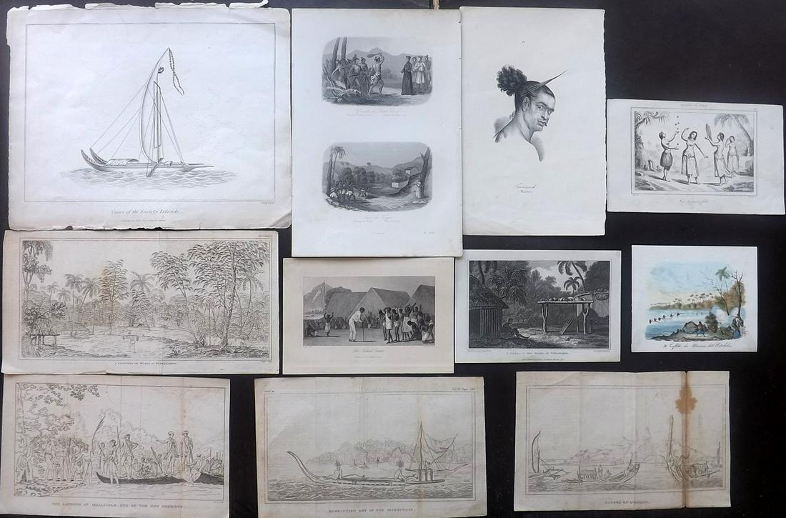 Pacific Oceania 19th Cent. Mixed Lot of 11 Prints (1 of 2)