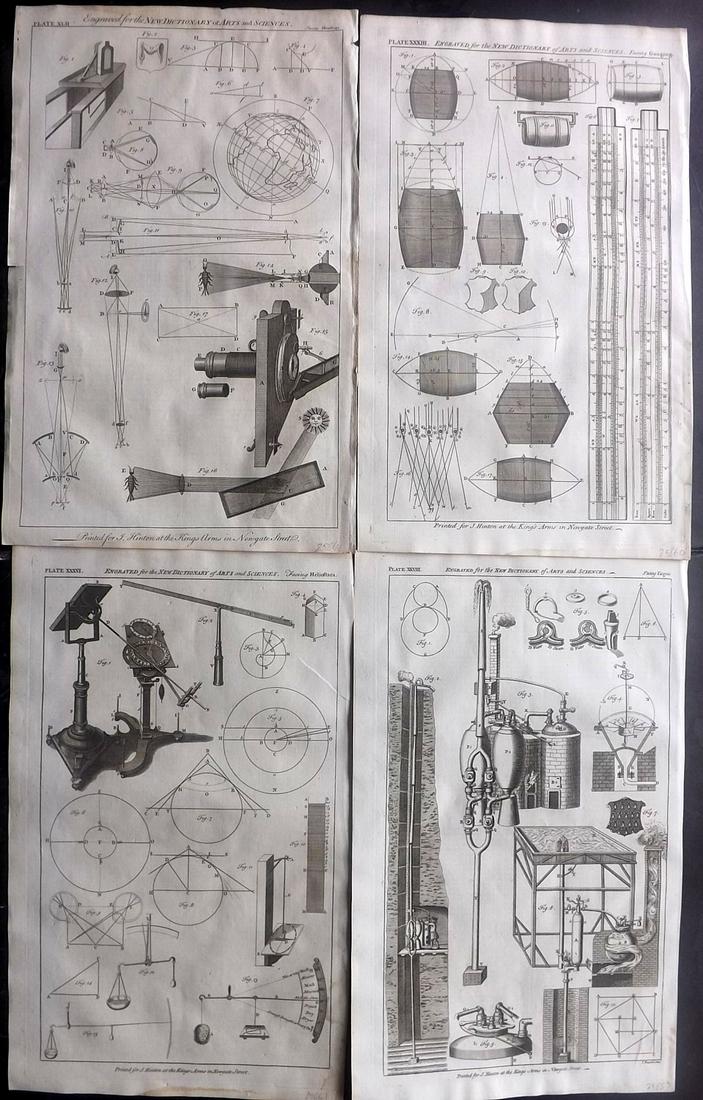 Hinton (Pub) 1756 Lot of 4 Folio Science & Tech Prints (1 of 2)