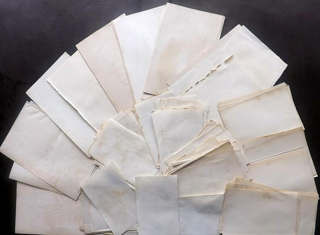 Old Paper, Bookbinding 19th Cent. Lot of 140 Sheets (1 of 2)