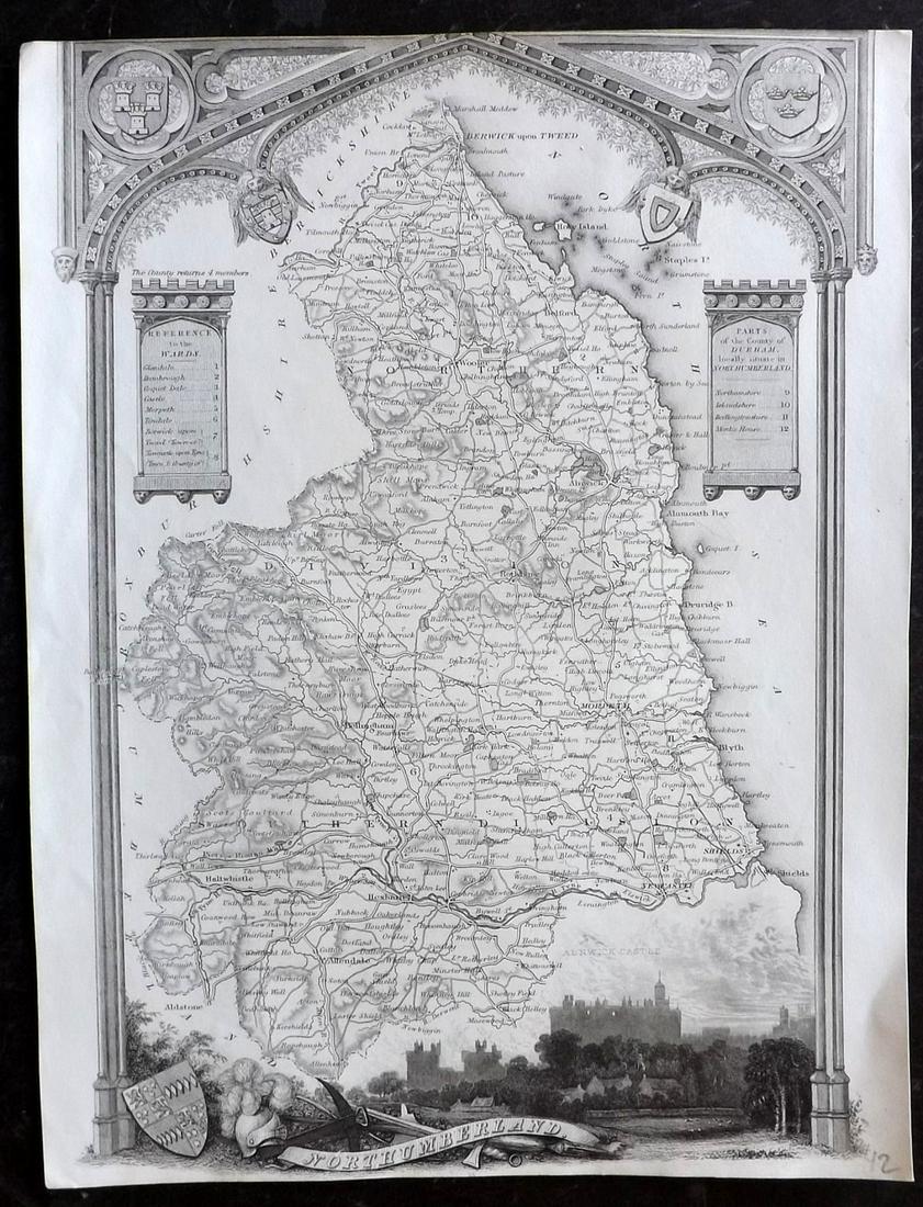 Moule, Thomas C1838 British Map. Northumberland (1 of 2)