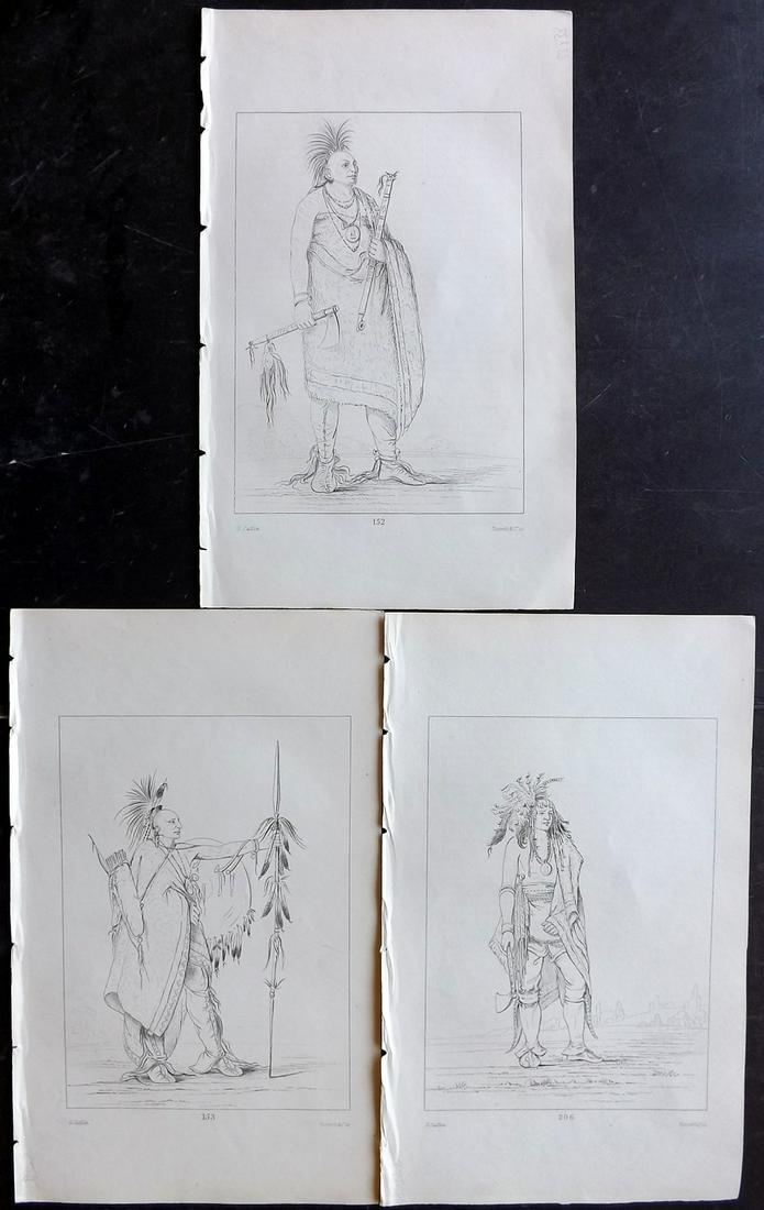Catlin, George C1845 Lot of 3 Native American Prints (1 of 2)