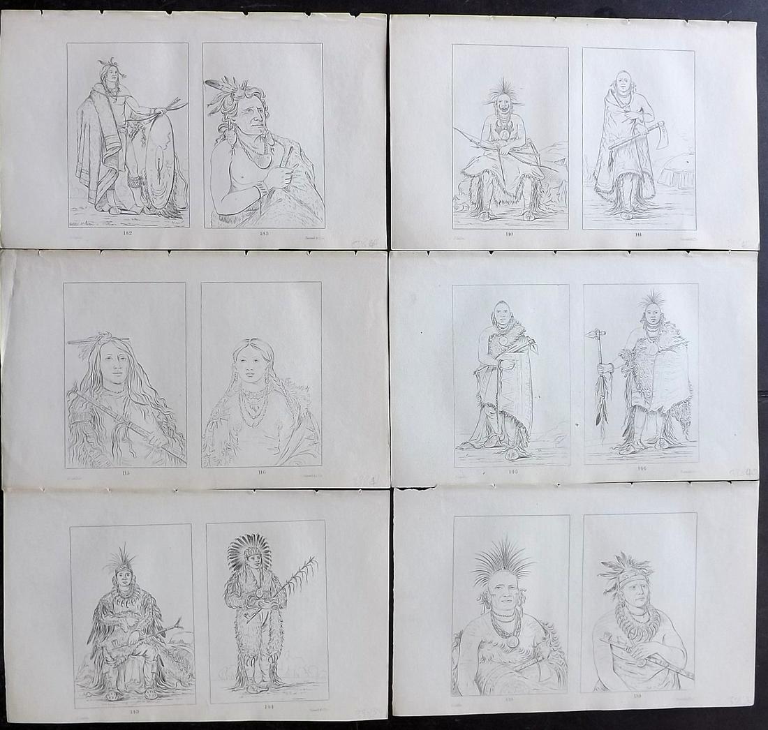 Catlin, George C1845 Lot of 6 Native American Prints (1 of 2)
