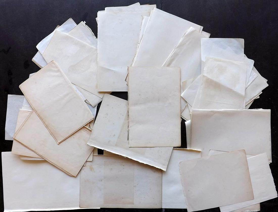 Old Paper, Bookbinding 19th Cent. Lot of 50 Sheets (1 of 2)