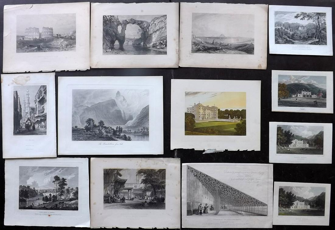 British & World Views 19th Cent Lot of 13 Prints (1 of 2)