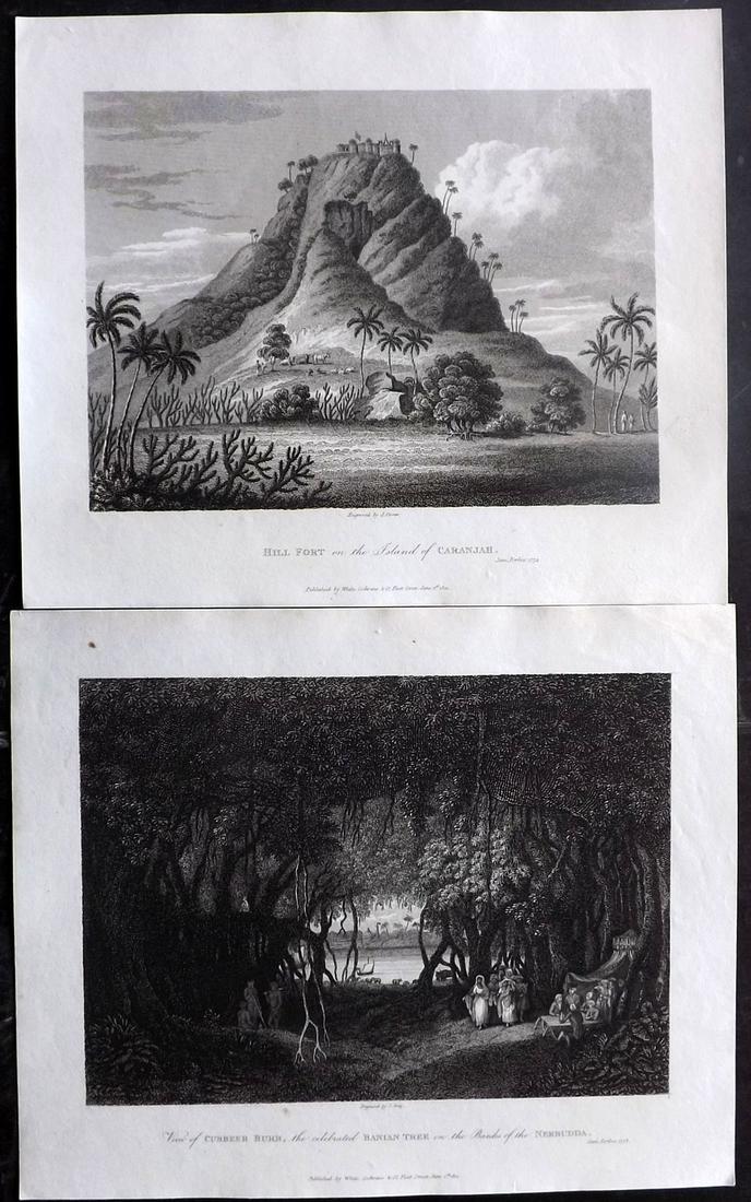 India - Forbes, James 1813 Prints (2) Caranjah Fort etc (1 of 2)