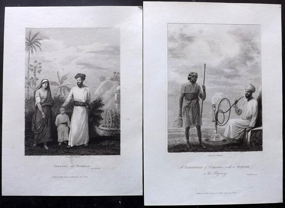 India - Forbes, James 1813 Prints (2) Parsees at Bombay (1 of 2)