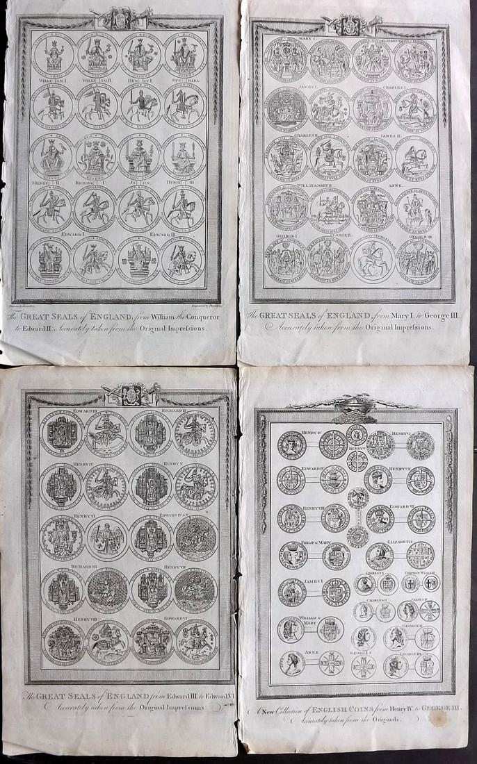 Boswell, Henry 1786 Lot of 4 Copper Plates of Coins (1 of 2)