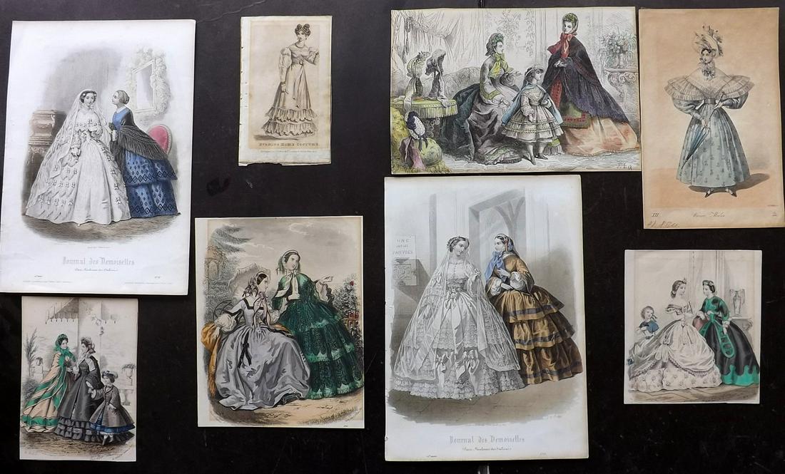 Fashion Plates 19th Cent. Lot of 8 Hand Col Prints (1 of 2)