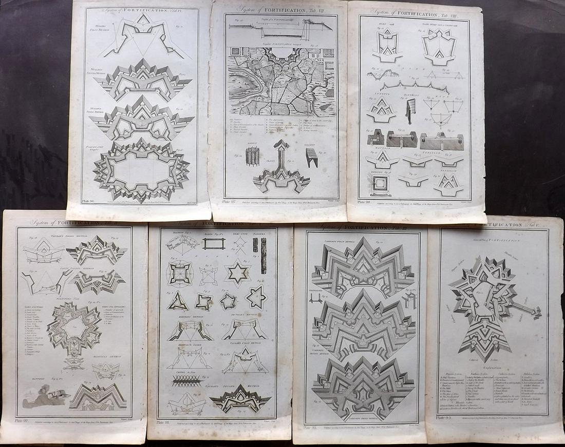 Howard, George 1796 Lot of 7 Folio Fortification Plans (1 of 2)