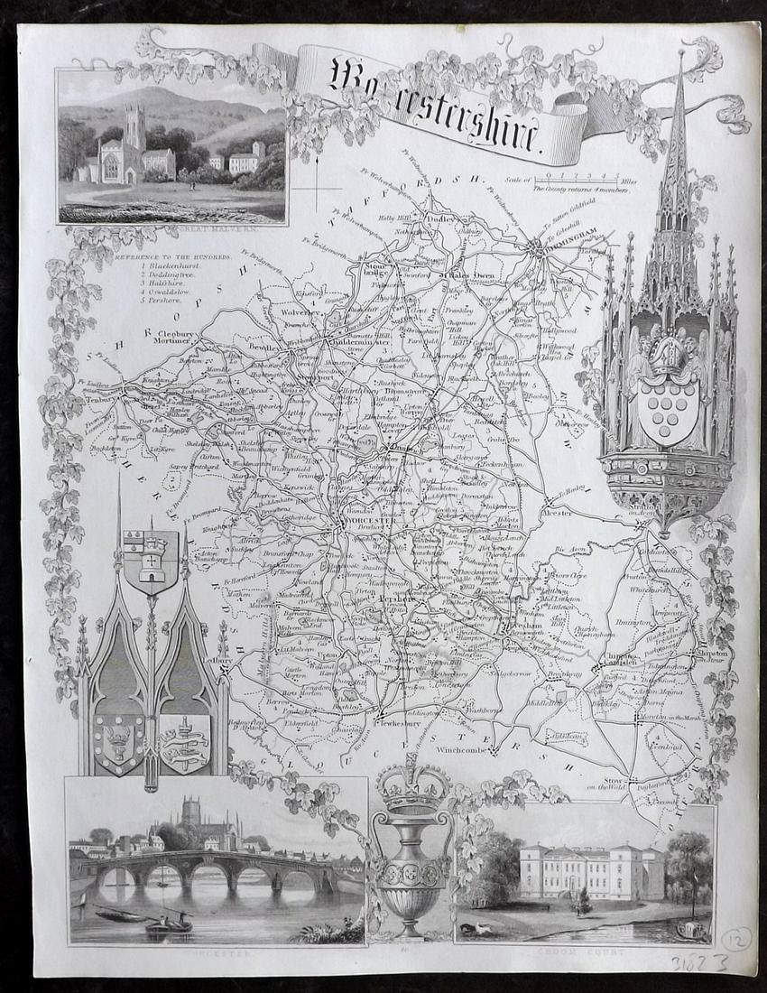 Moule, Thomas C1838 British Map. Worcestershire (1 of 2)