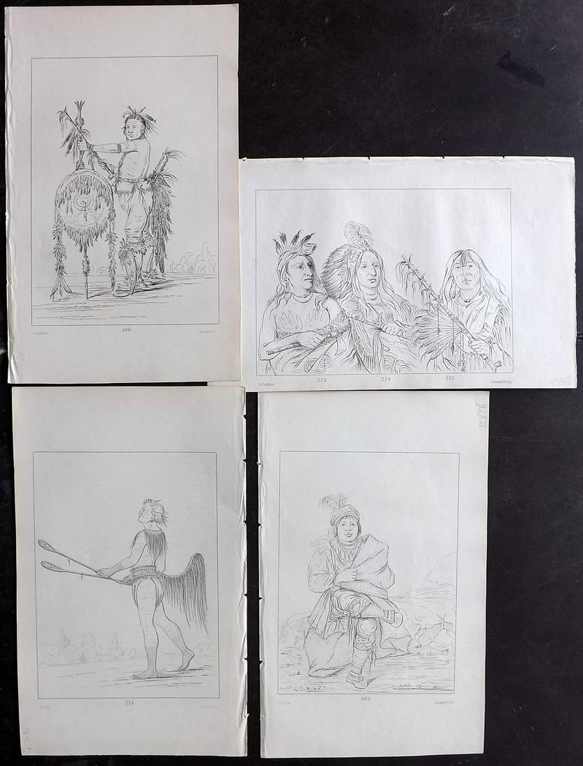 Catlin, George C1845 Lot of 4 Native American Prints (1 of 2)