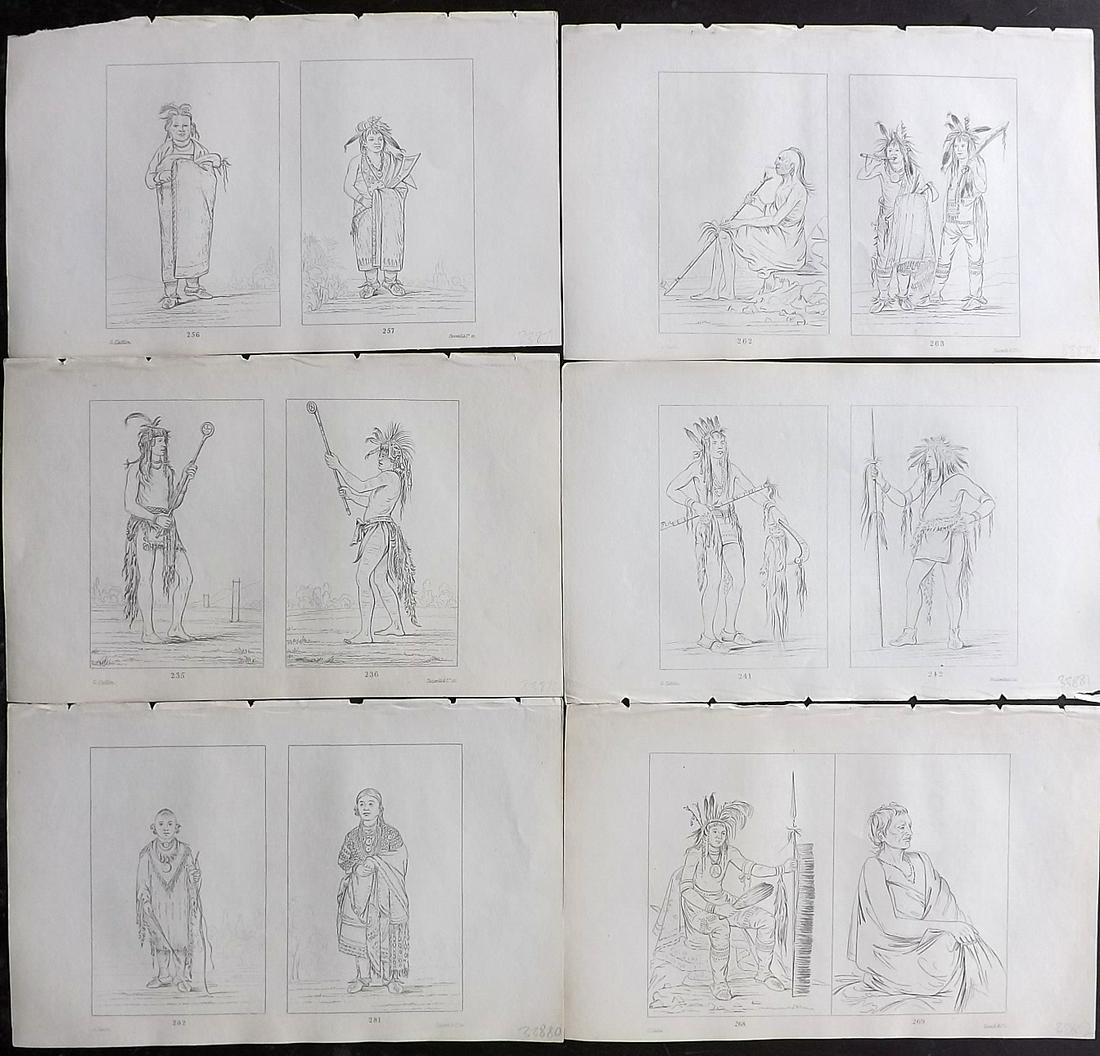 Catlin, George C1845 Lot of 6 Native American Prints (1 of 2)