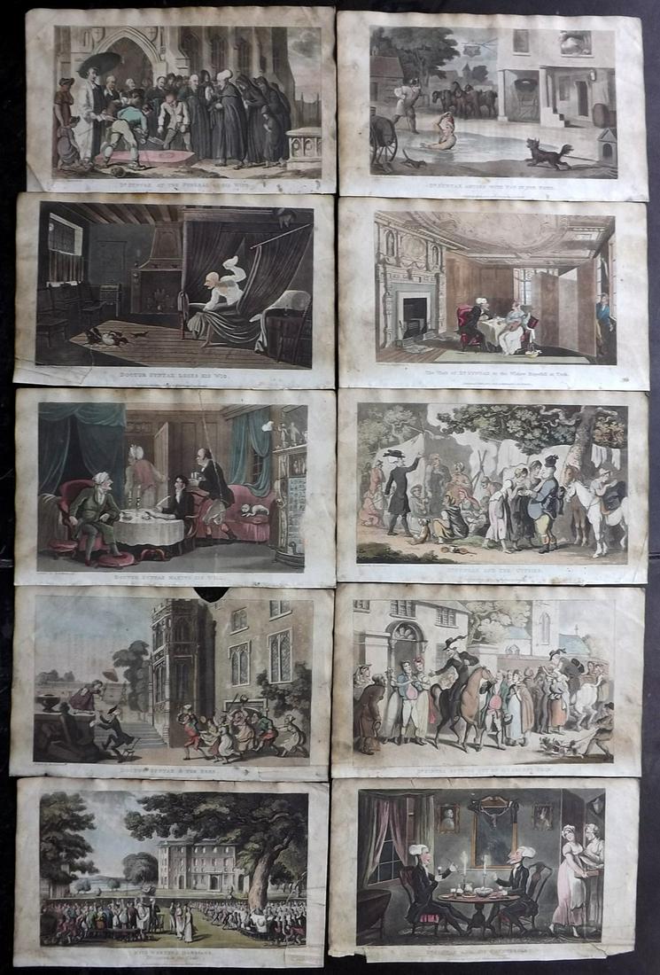 Rowlandson, Thomas 1820 Lot of 10 HC Dr. Syntax Prints (1 of 2)