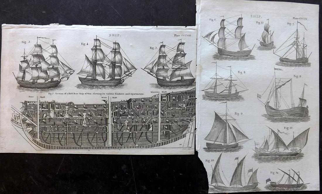 Encyclopaedia Perthensis 1816 Pair of Ship Prints (1 of 2)