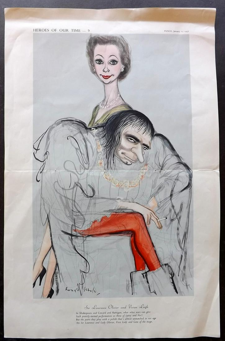 Ronald Searle 1957 Print of Vivien Leigh, Actress (1 of 2)