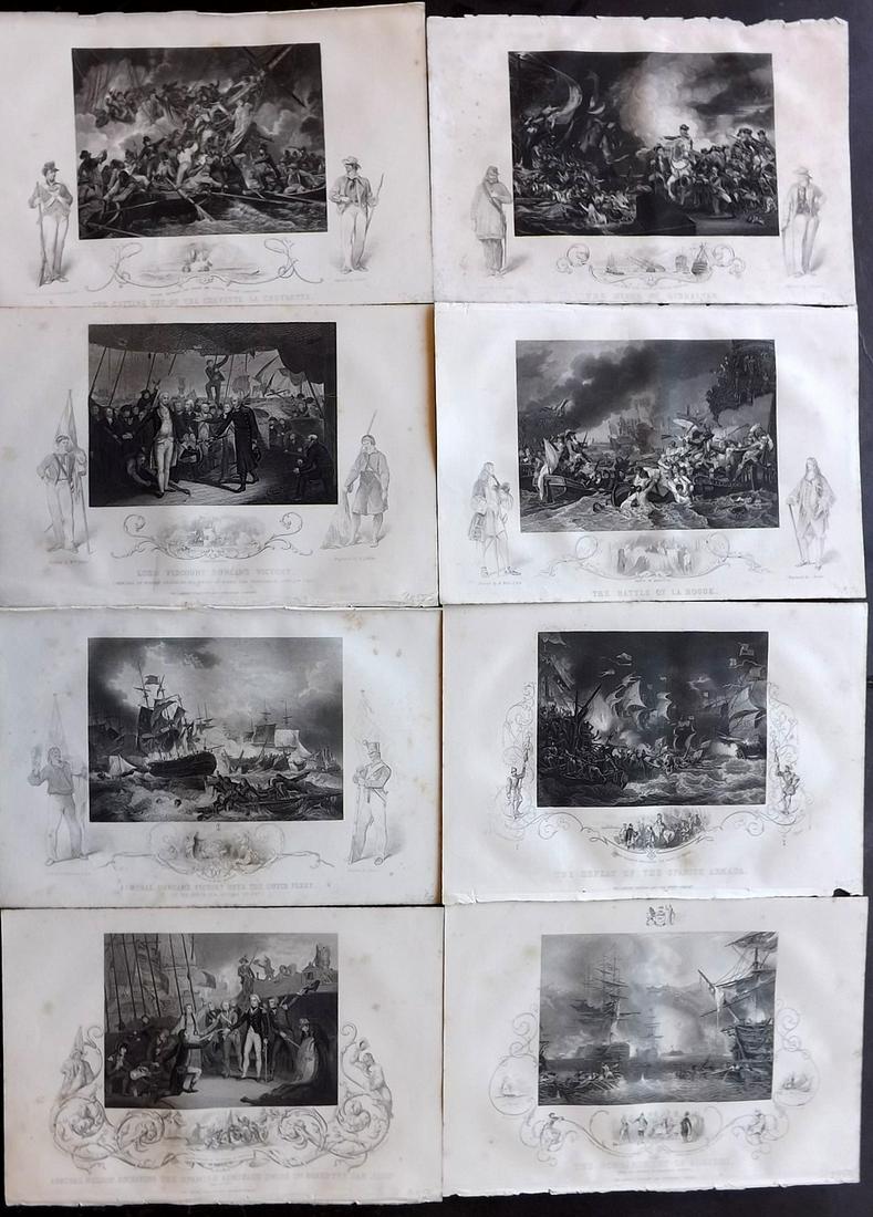 Williams, Lieut 1857 Lot of  8 Naval Prints. Ships (1 of 2)