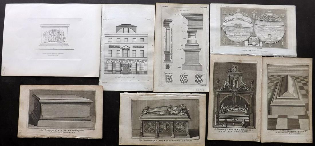 Architecture 18th Cent. Mixed Lot of 8 Prints (1 of 2)