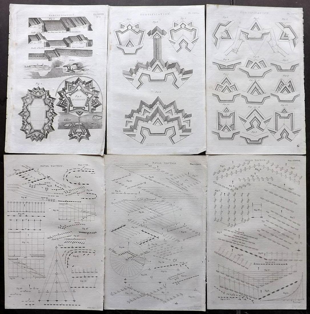 Encyclopaedia Perthensis 1816 Lot 6 Prints Forts, Naval (1 of 2)