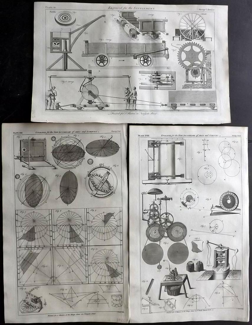 Hinton (Pub) 1756 Lot of 3 Folio Science/Tech Prints (1 of 2)