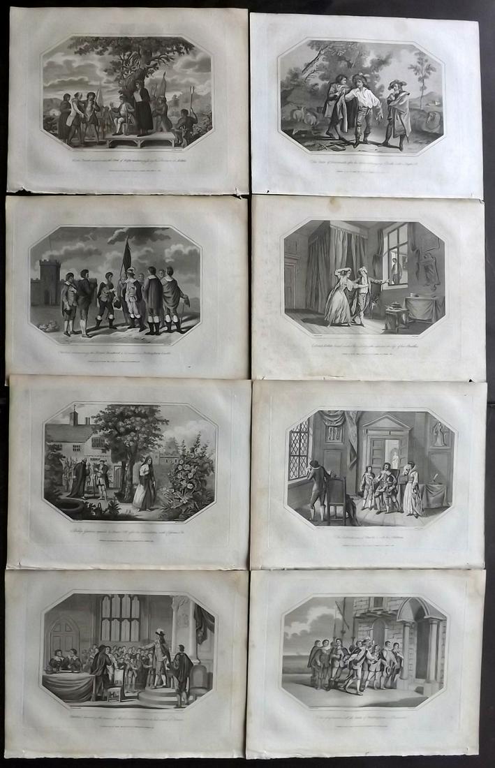 Lyttleton, George 1810 Lot of 8 British Historical: Copper Plates Published 1810, London for "The History of England..." by George Courtney Lyttleton. Paper Size: 10.5 x 8 inch (27 x 20cm) Minor margin toning, images fine
